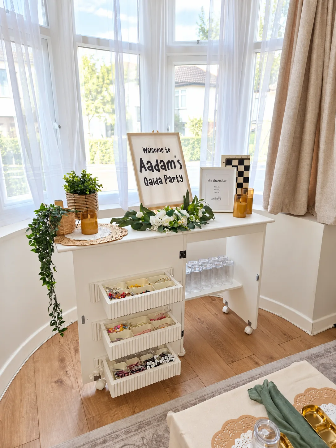 AI-enhanced photograph of Saybah’s Charm Bar cart